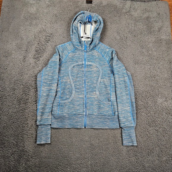 lululemon athletica Tops - Lululemon Athletica Blue Striped Full Zip Hoodie Women Size 8 Cotton Blend